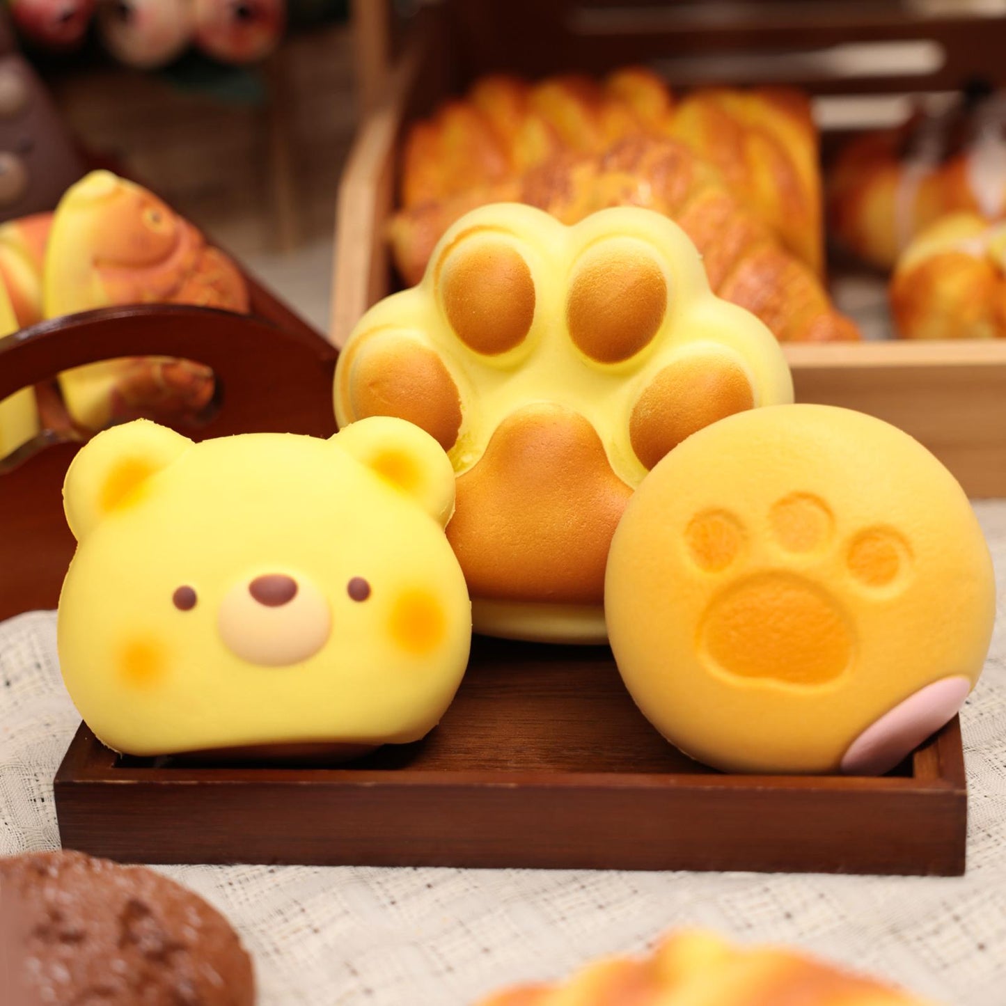 Bear Set -- Bear Paw, Bear Smiling Face, Bear Bread Simulation,Stress Relief Toy Suitable for Gift-Giving